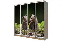 Шкаф-купе 4-х дверный с фотопечатью Медвежата